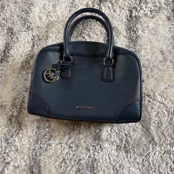 Michael Kors Handbags - Michael Kors Dark Blue Pebbled Leather Satchel